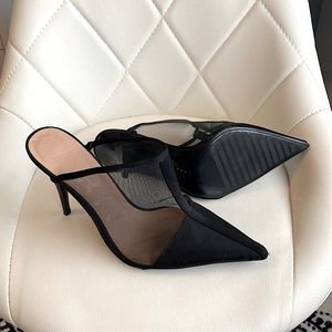 COPY - Black Zara mesh heel slides, never worn without box. 4 inch heel.